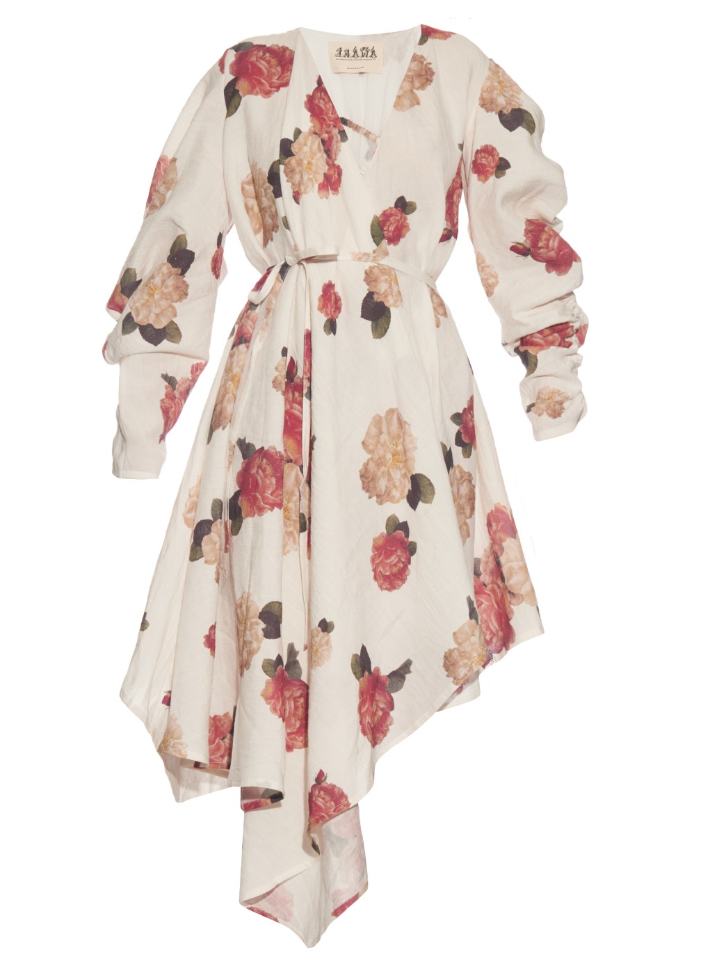 www.matchesfashion.com:intl:products:A-W-A-K-E--Floral-print-wrap-front-dress--1049281